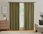 Dusklia - Velvet Thermal Blackout Eyelet Curtains - Olive