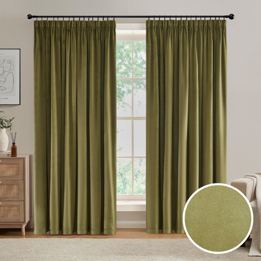 Dusklia - Velvet Thermal Blackout Pinch Pleat - Olive