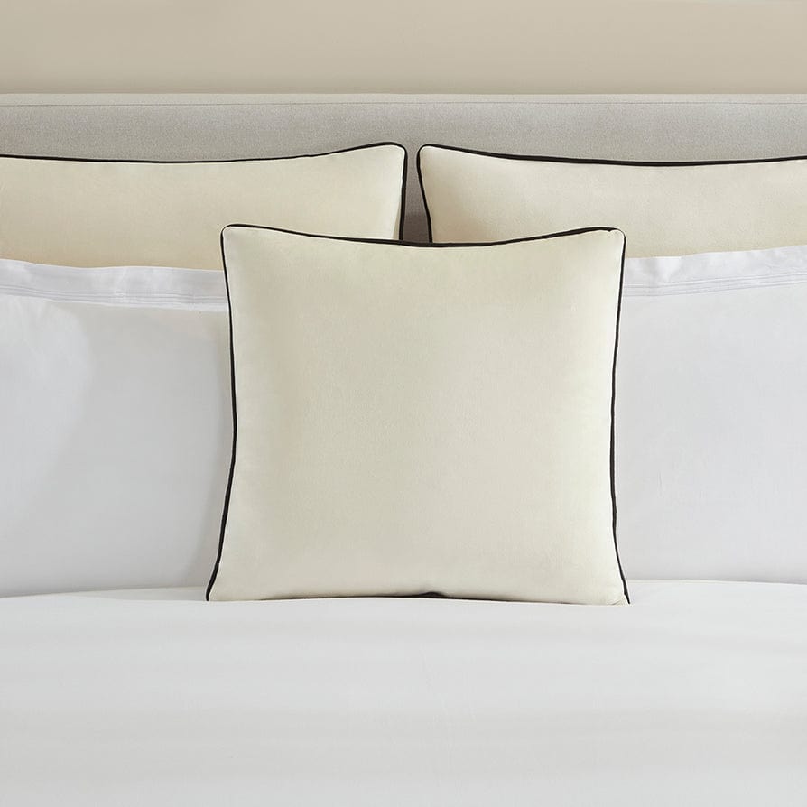 Dusklia - Velvet Cushion Cover - Off White Contrast Black Piping