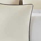 Dusklia - Velvet Cushion Cover - Off White Contrast Black Piping
