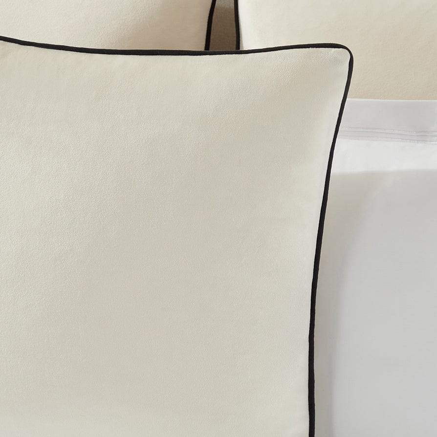 Dusklia - Velvet Cushion Cover - Off White Contrast Black Piping