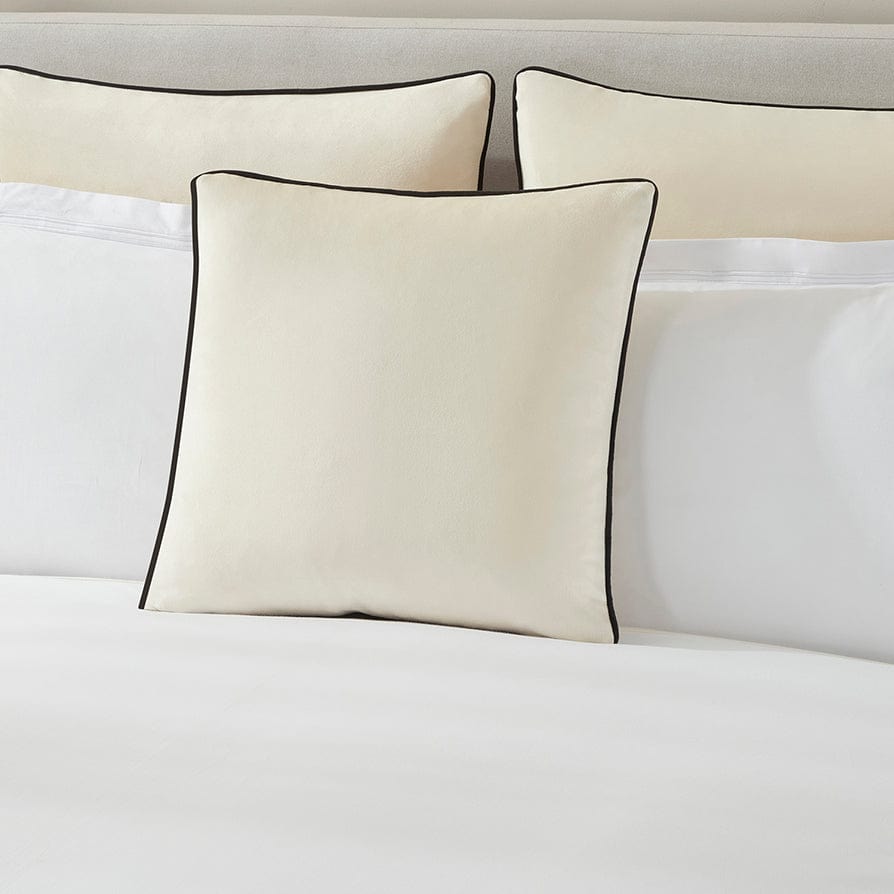 Dusklia - Velvet Cushion Cover - Off White Contrast Black Piping