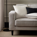 Dusklia - Velvet Sofa Cushion Cover - Off White Contrast Black Piping