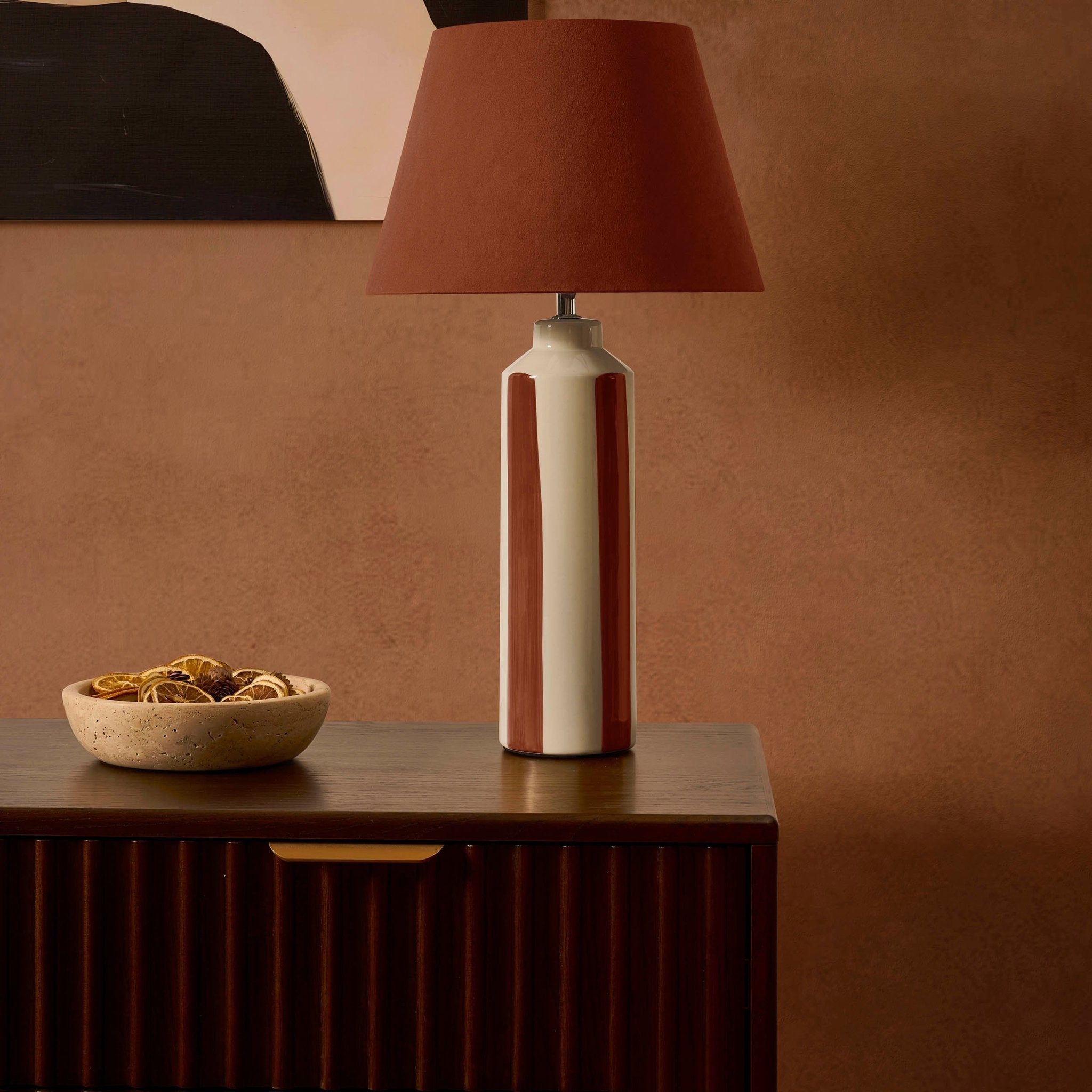 Dusklia - Velvet Stripe Table Lamp - Burnt Orange