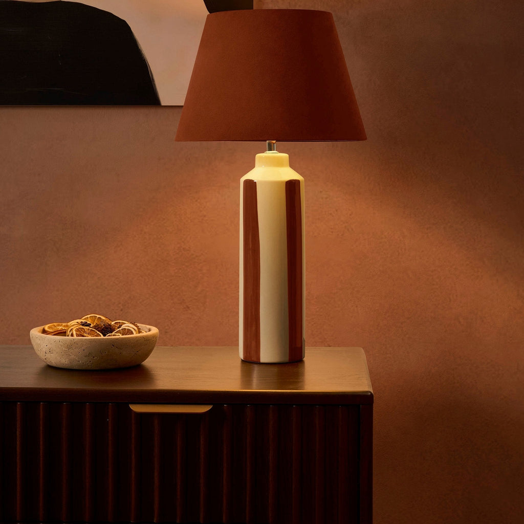 Dusklia - Velvet Stripe Table Lamp - Burnt Orange