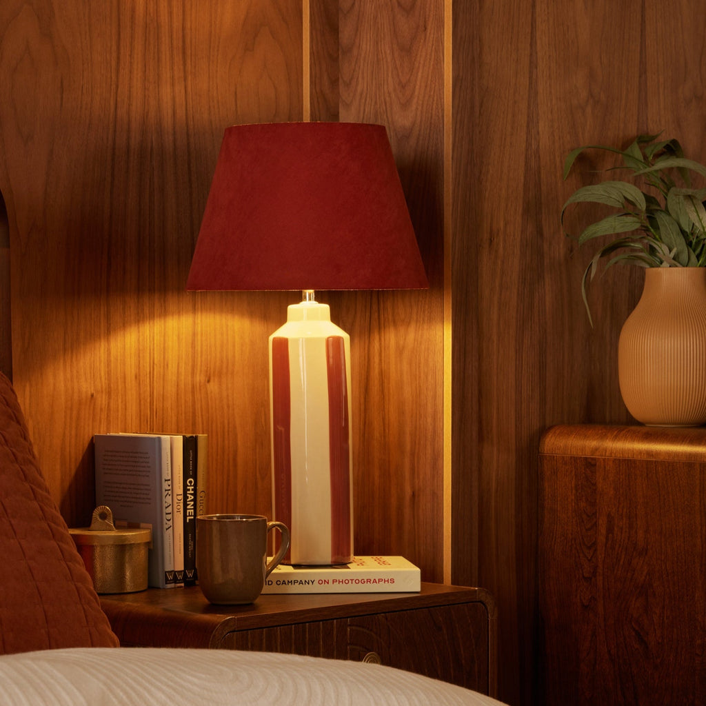 Dusklia - Velvet Stripe Table Lamp - Burnt Orange