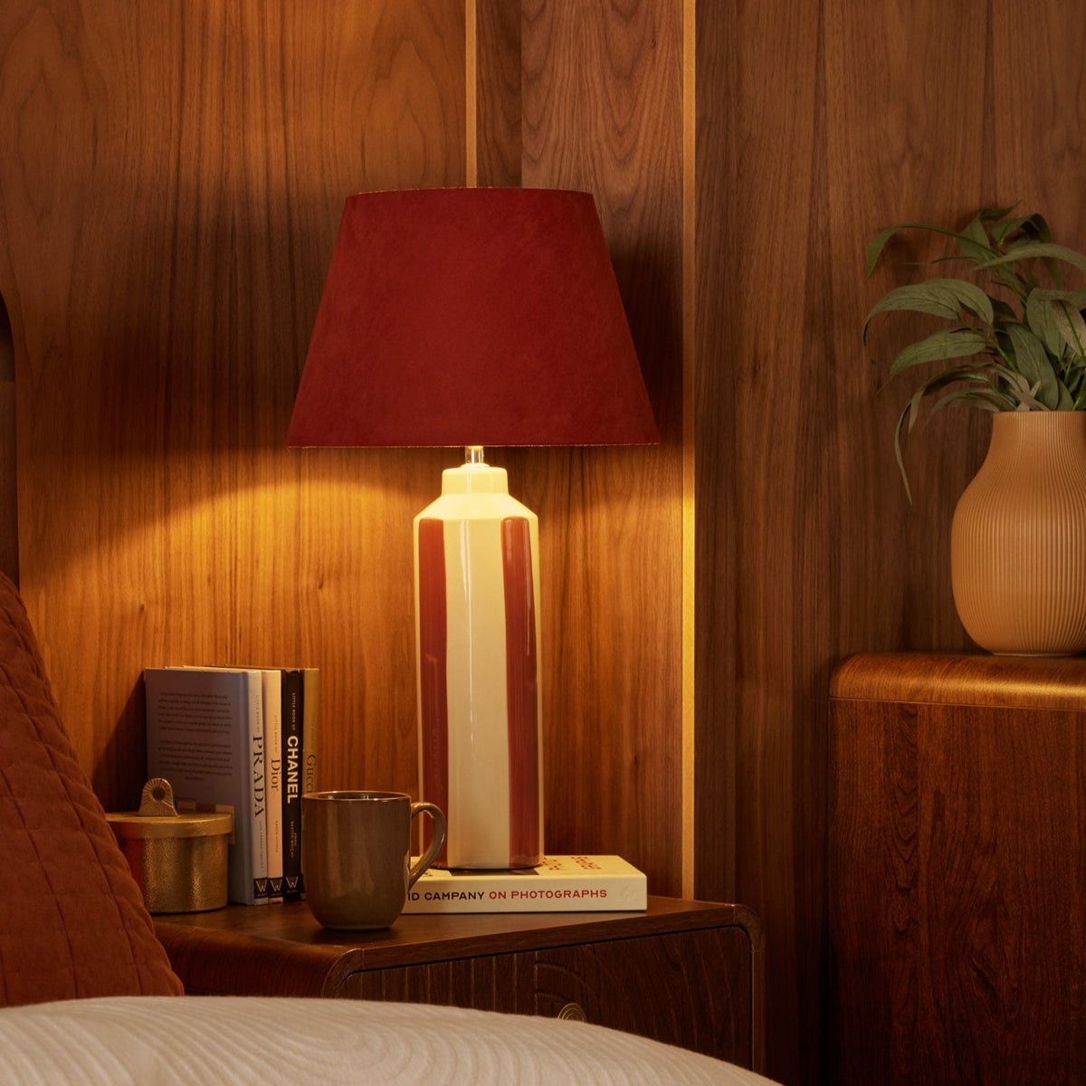 Dusklia - Velvet Stripe Table Lamp - Burnt Orange