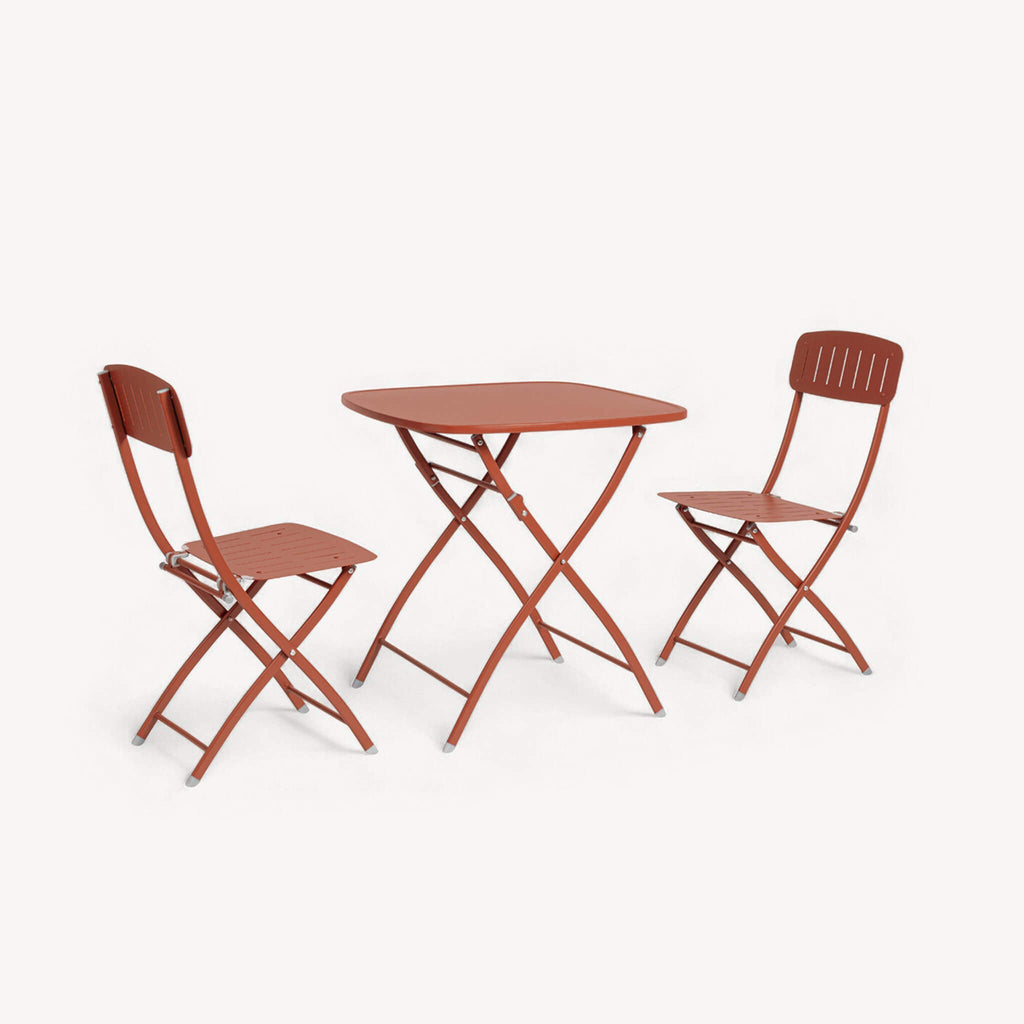 Dusklia - Venice Outdoor 2 Seater Square Bistro Table and Chairs - Cayenne Pepper