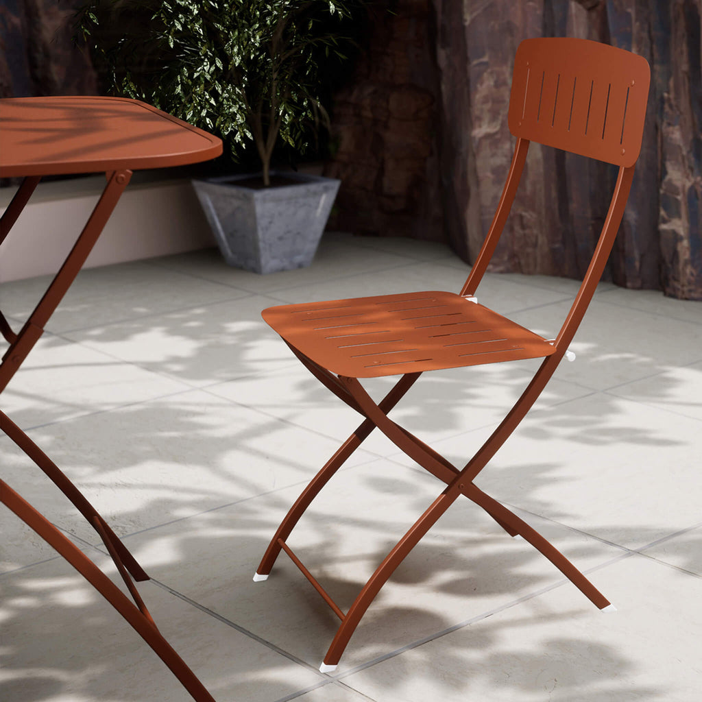Dusklia - Venice Outdoor 2 Seater Square Bistro Table and Chairs - Cayenne Pepper