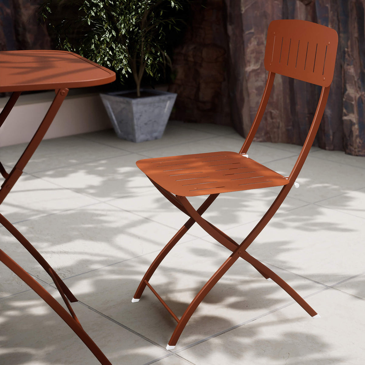 Dusklia - Venice Outdoor 2 Seater Square Bistro Table and Chairs - Cayenne Pepper