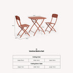 Dusklia - Venice Outdoor 2 Seater Square Bistro Table and Chairs - Cayenne Pepper