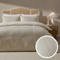 Dusklia - Vermont 180 Thread Count Waffle Duvet Cover & Pillowcase Set - Ecru