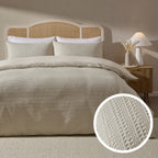 Dusklia - Vermont 180 Thread Count Waffle Duvet Cover & Pillowcase Set - Ecru