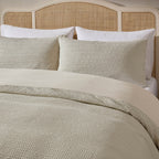 Dusklia - Vermont 180 Thread Count Waffle Duvet Cover & Pillowcase Set - Ecru