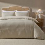 Dusklia - Vermont 180 Thread Count Waffle Duvet Cover & Pillowcase Set - Ecru