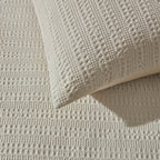 Dusklia - Vermont 180 Thread Count Waffle Duvet Cover & Pillowcase Set - Ecru