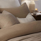 Dusklia - Vermont 180 Thread Count Waffle Duvet Cover & Pillowcase Set - Mocha