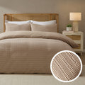Dusklia - Vermont 180 Thread Count Waffle Duvet Cover & Pillowcase Set - Mocha