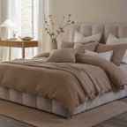 Dusklia - Vermont 180 Thread Count Waffle Duvet Cover & Pillowcase Set - Mocha