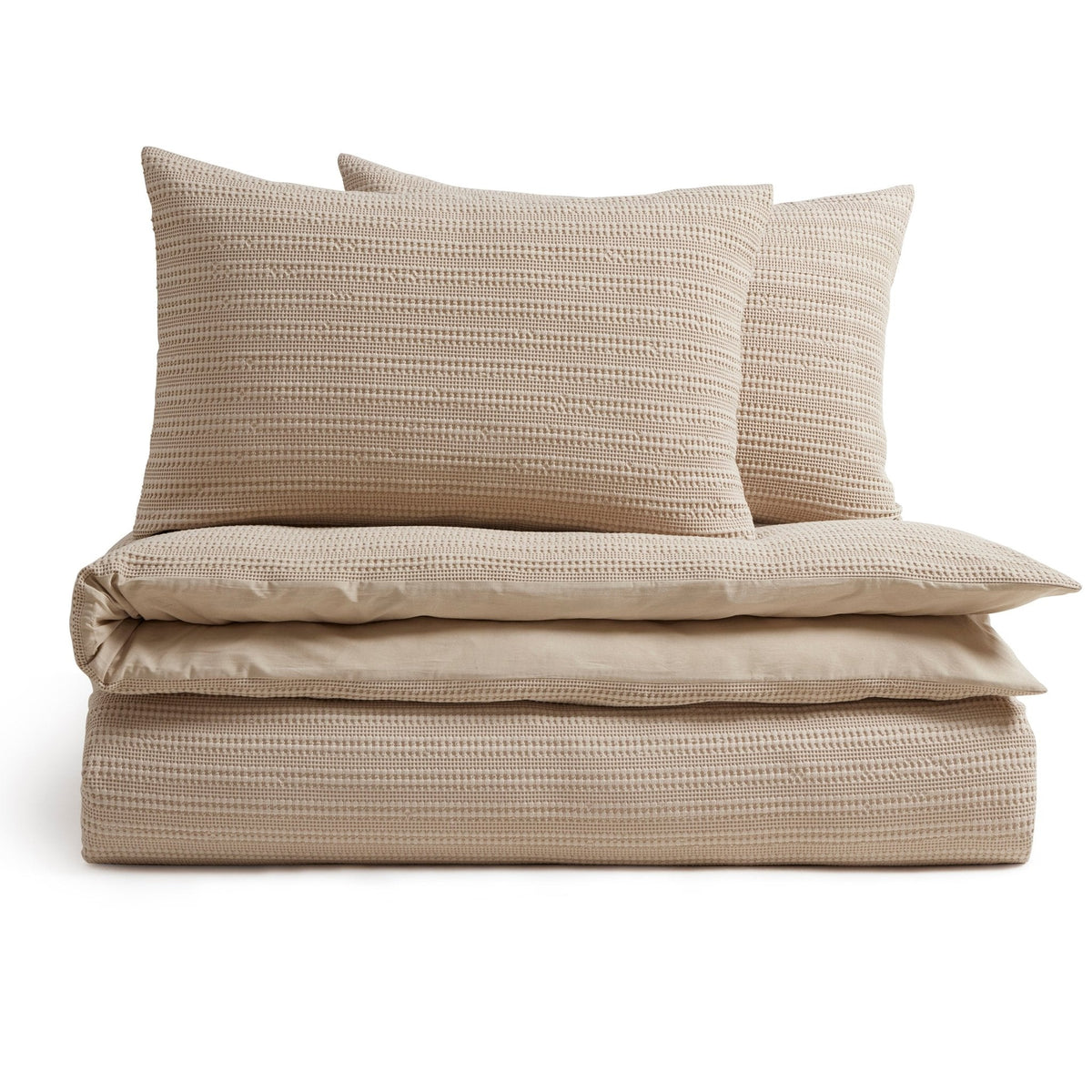 Dusklia - Vermont 180 Thread Count Waffle Duvet Cover & Pillowcase Set - Mocha