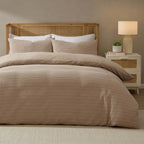 Dusklia - Vermont 180 Thread Count Waffle Duvet Cover & Pillowcase Set - Mocha