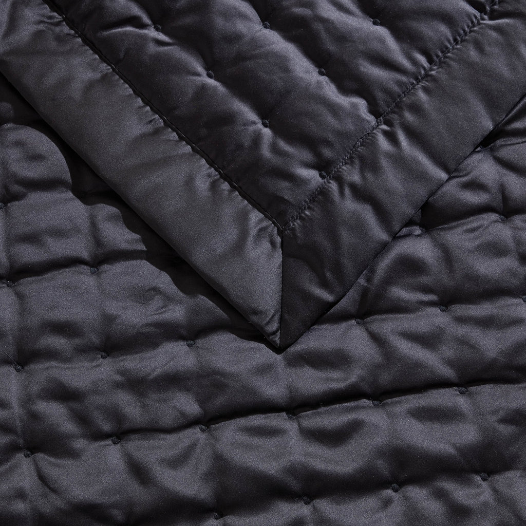 Dusklia - Vienna Quilted Satin Bedspread 2.5m x 2.6m - Black
