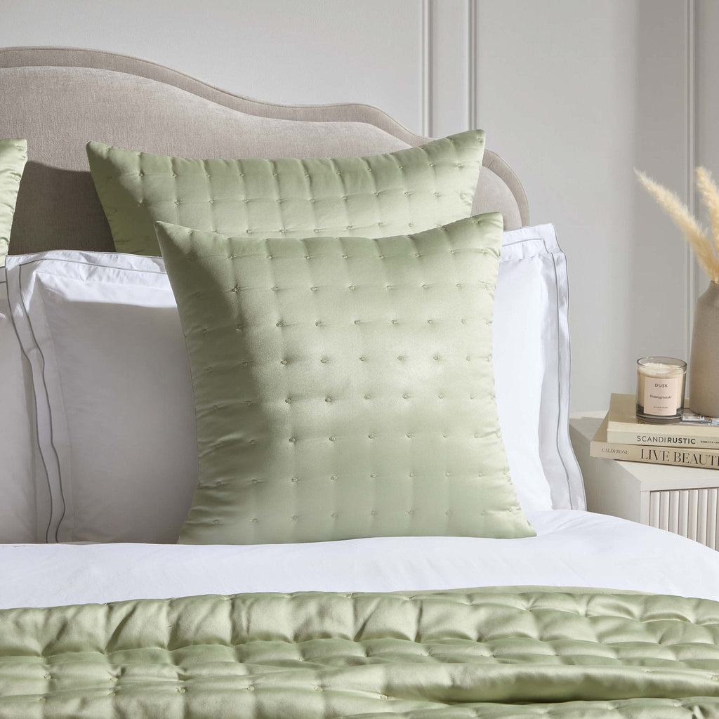 Dusklia - Vienna Quilted Satin Cushion Cover - Sage