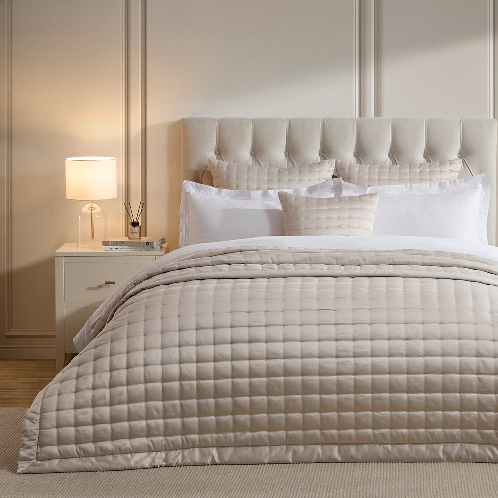 Dusklia - Vienna Quilted Satin Cushion Cover - Champagne