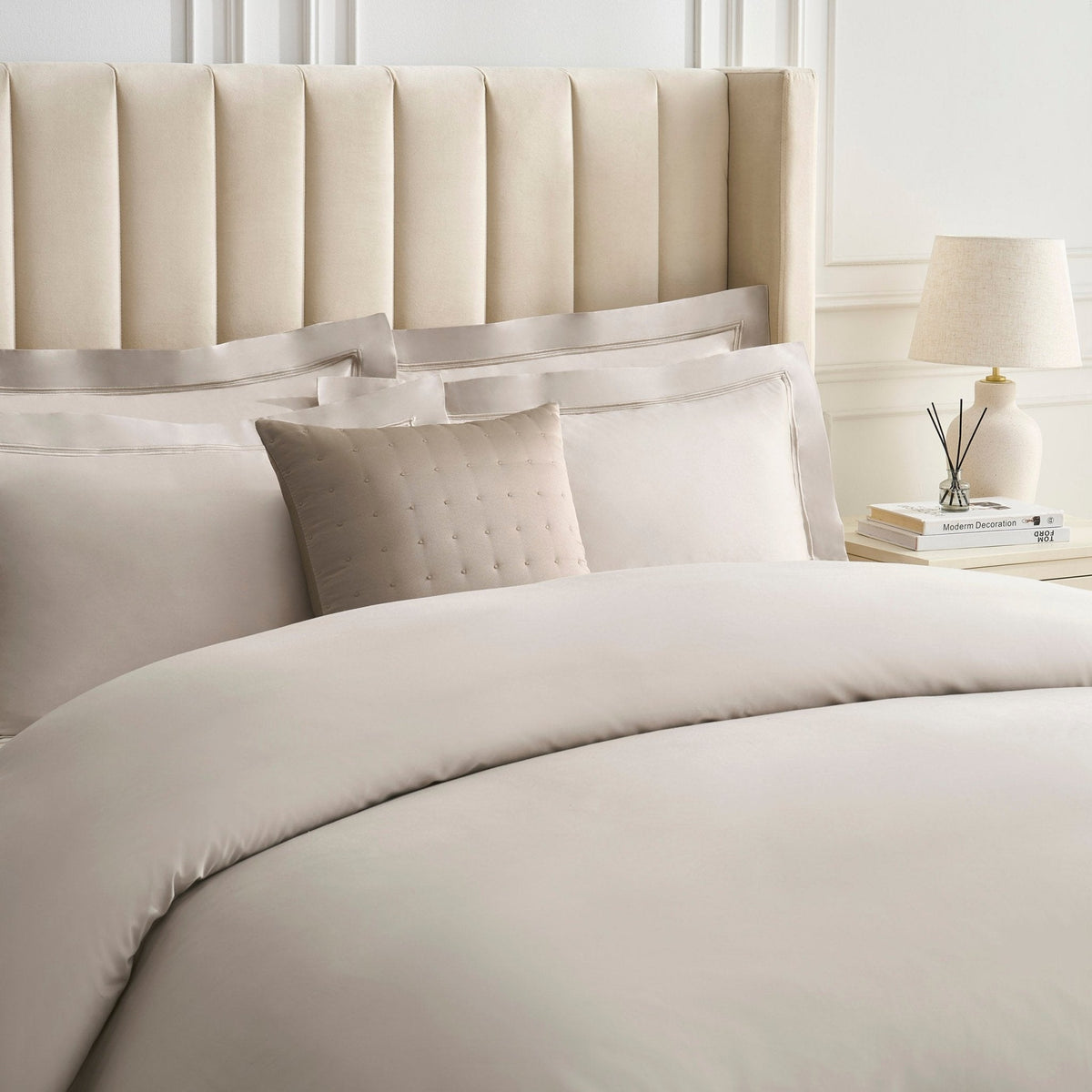 Dusklia - Vienna Quilted Satin Cushion Cover - Taupe