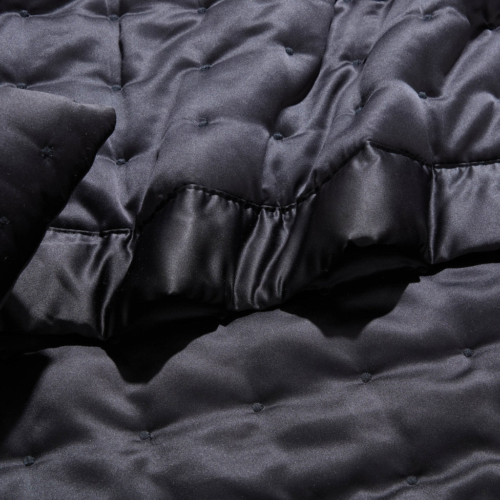Dusklia - Vienna Quilted Satin Throw 1.5m x 2m - Black