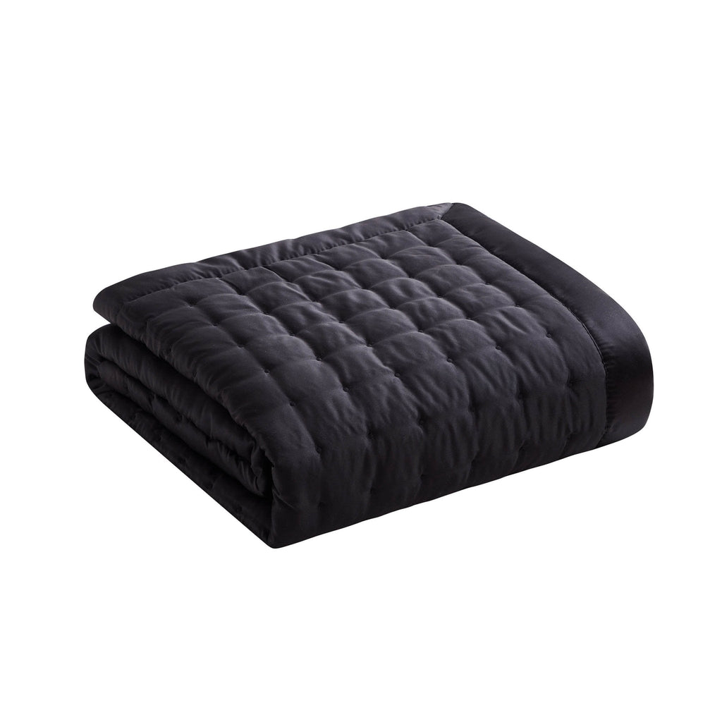 Dusklia - Vienna Quilted Satin Throw 1.5m x 2m - Black