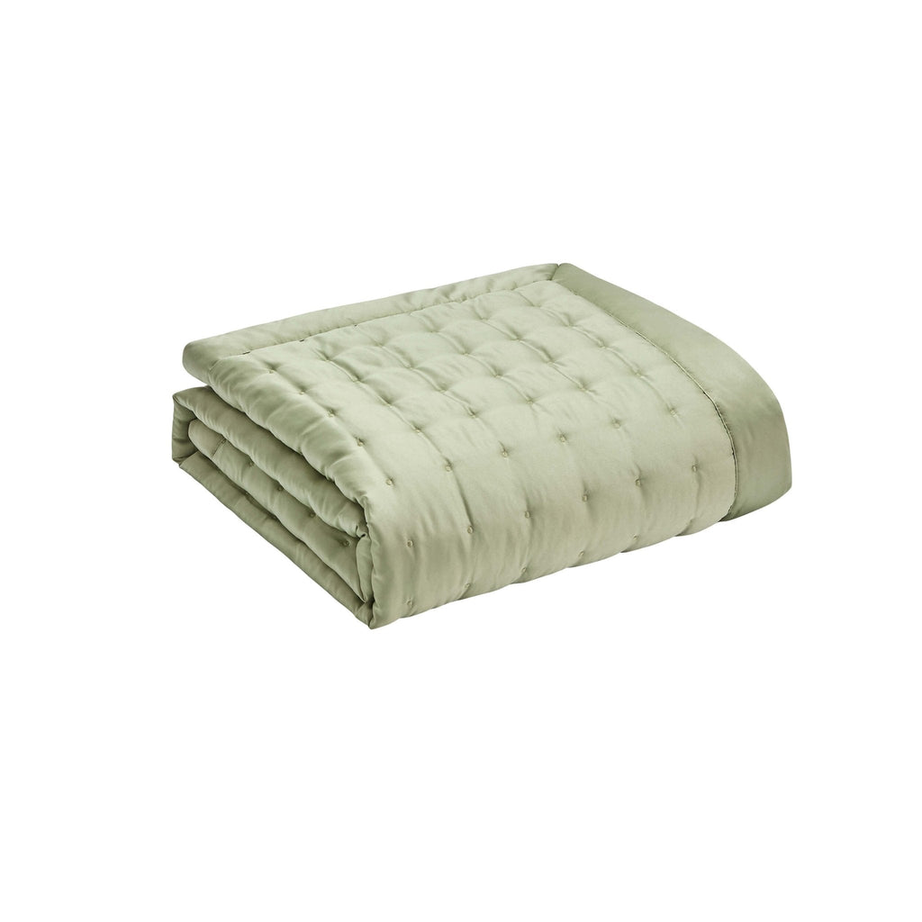 Dusklia - Vienna Quilted Satin Throw 1.5m x 2m - Sage