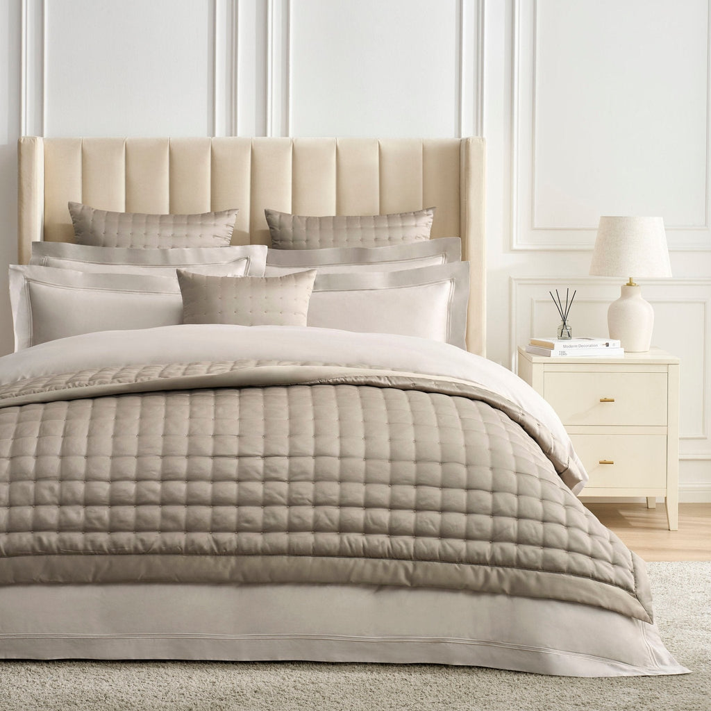 Dusklia - Vienna Quilted Satin Throw 1.5m x 2m - Taupe