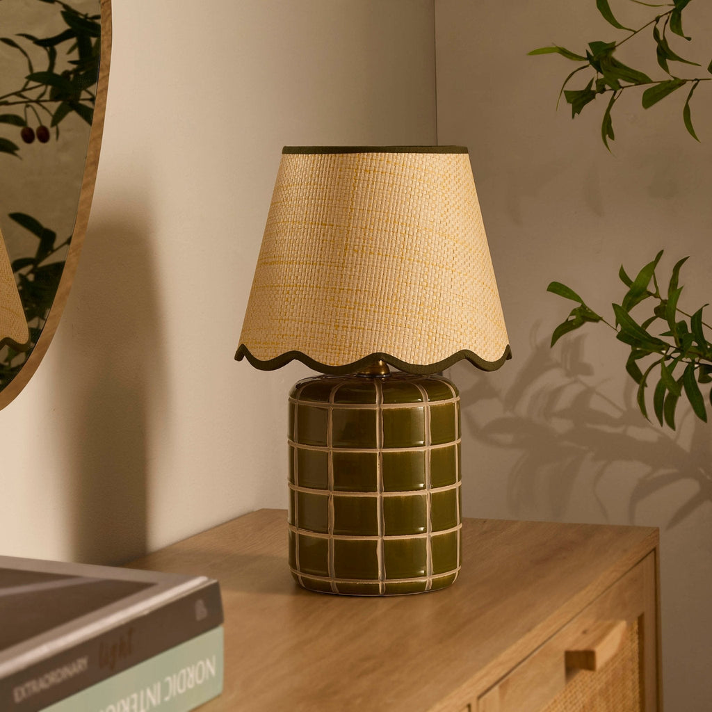 Dusklia - Vivienne Carved Ceramic Table Lamp - Green