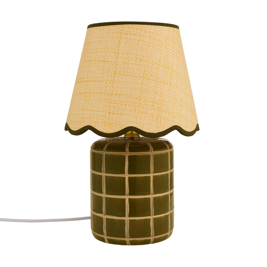 Dusklia - Vivienne Carved Ceramic Table Lamp - Green