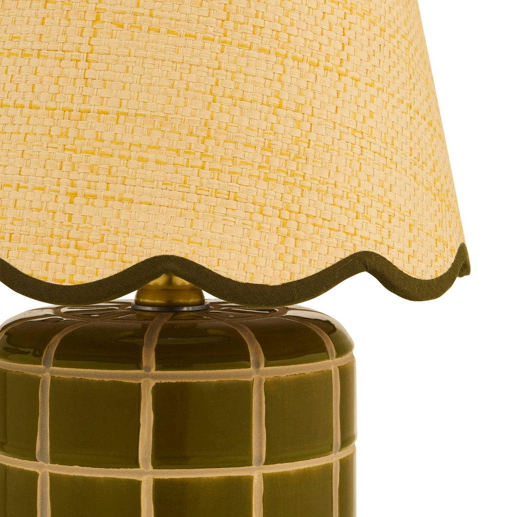 Dusklia - Vivienne Carved Ceramic Table Lamp - Green