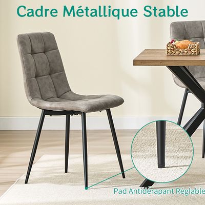 Chaises salle à manger - WAFTING - N12 - Lot de 6 - Tissu technique - Dossier haut