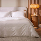 Dusklia - Washed Cotton 200 Thread Count Plain Dye Duvet Cover & Pillowcase Set - Off White