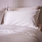 Dusklia - Washed Cotton 200 Thread Count Plain Dye Duvet Cover & Pillowcase Set - Off White