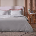 Dusklia - Washed Cotton 200 Thread Count Plain Dye Duvet Cover & Pillowcase Set - Dove Grey