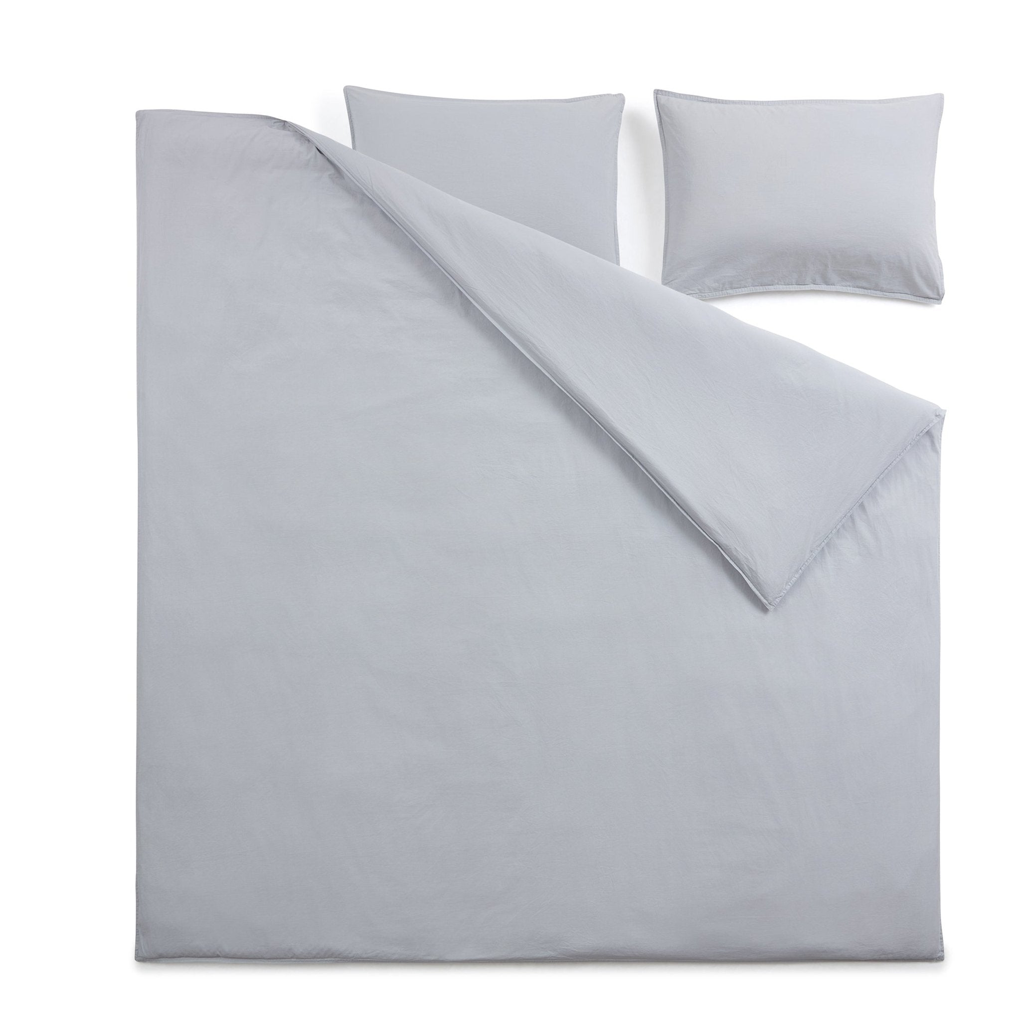 Dusklia - Washed Cotton 200 Thread Count Plain Dye Duvet Cover & Pillowcase Set - Dove Grey