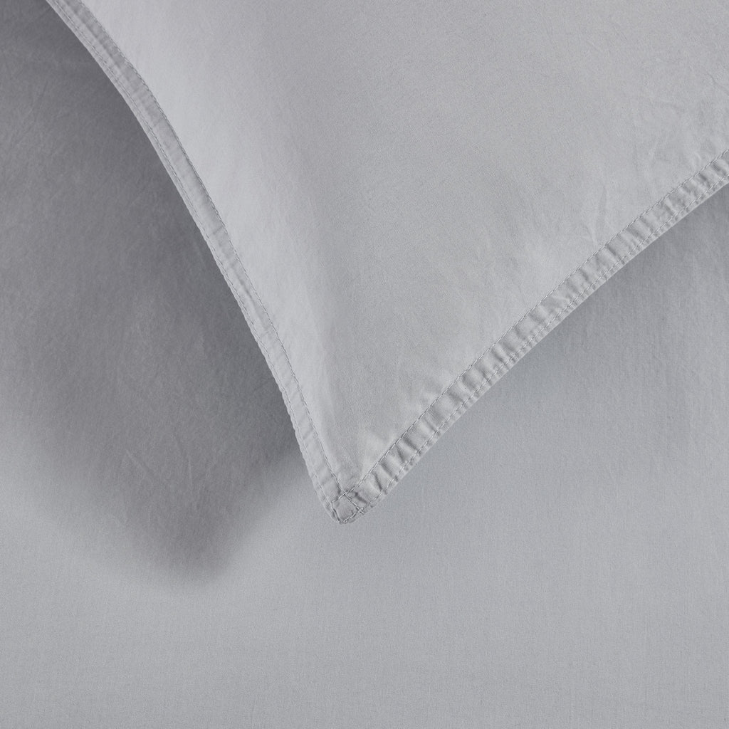 Dusklia - Washed Cotton 200 Thread Count Plain Dye Duvet Cover & Pillowcase Set - Dove Grey