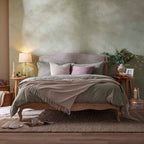 Dusklia - Washed Cotton 200 Thread Count Plain Dye Duvet Cover & Pillowcase Set - Olive
