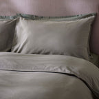 Dusklia - Washed Cotton 200 Thread Count Plain Dye Duvet Cover & Pillowcase Set - Olive