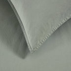 Dusklia - Washed Cotton 200 Thread Count Plain Dye Duvet Cover & Pillowcase Set - Olive