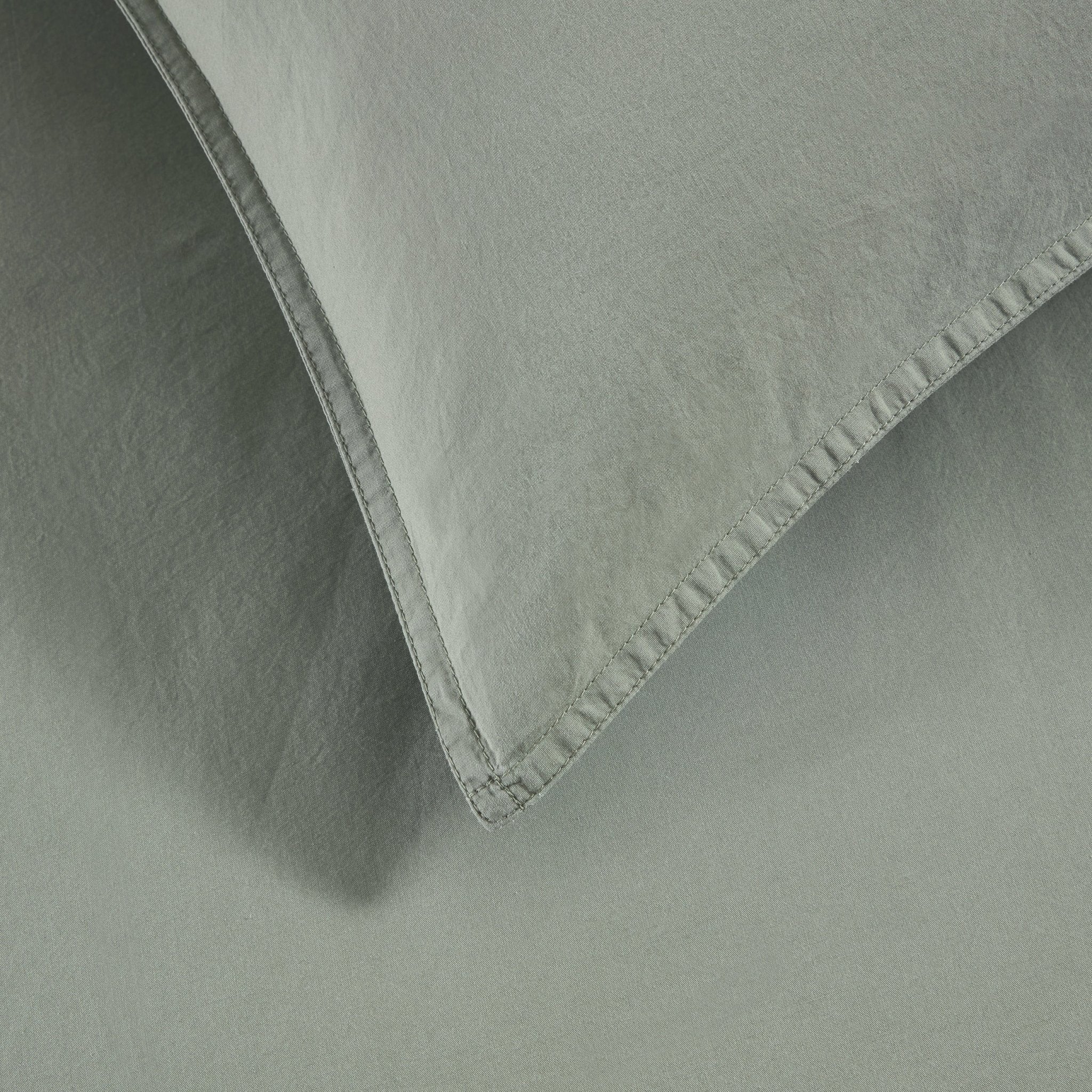 Dusklia - Washed Cotton 200 Thread Count Plain Dye Duvet Cover & Pillowcase Set - Olive