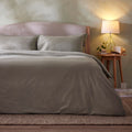 Dusklia - Washed Cotton 200 Thread Count Plain Dye Duvet Cover & Pillowcase Set - Olive