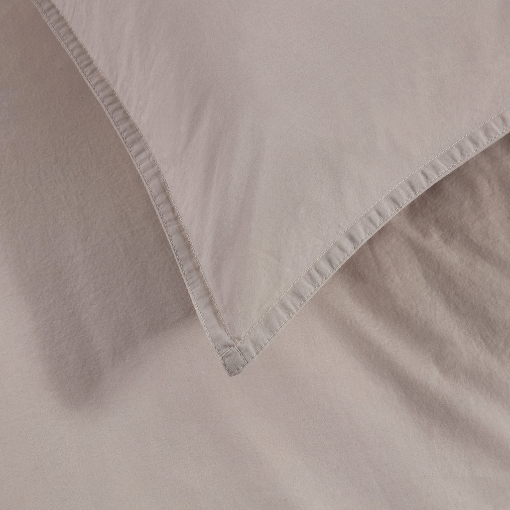 Dusklia - Washed Cotton 200 Thread Count Plain Dye Duvet Cover & Pillowcase Set - Natural