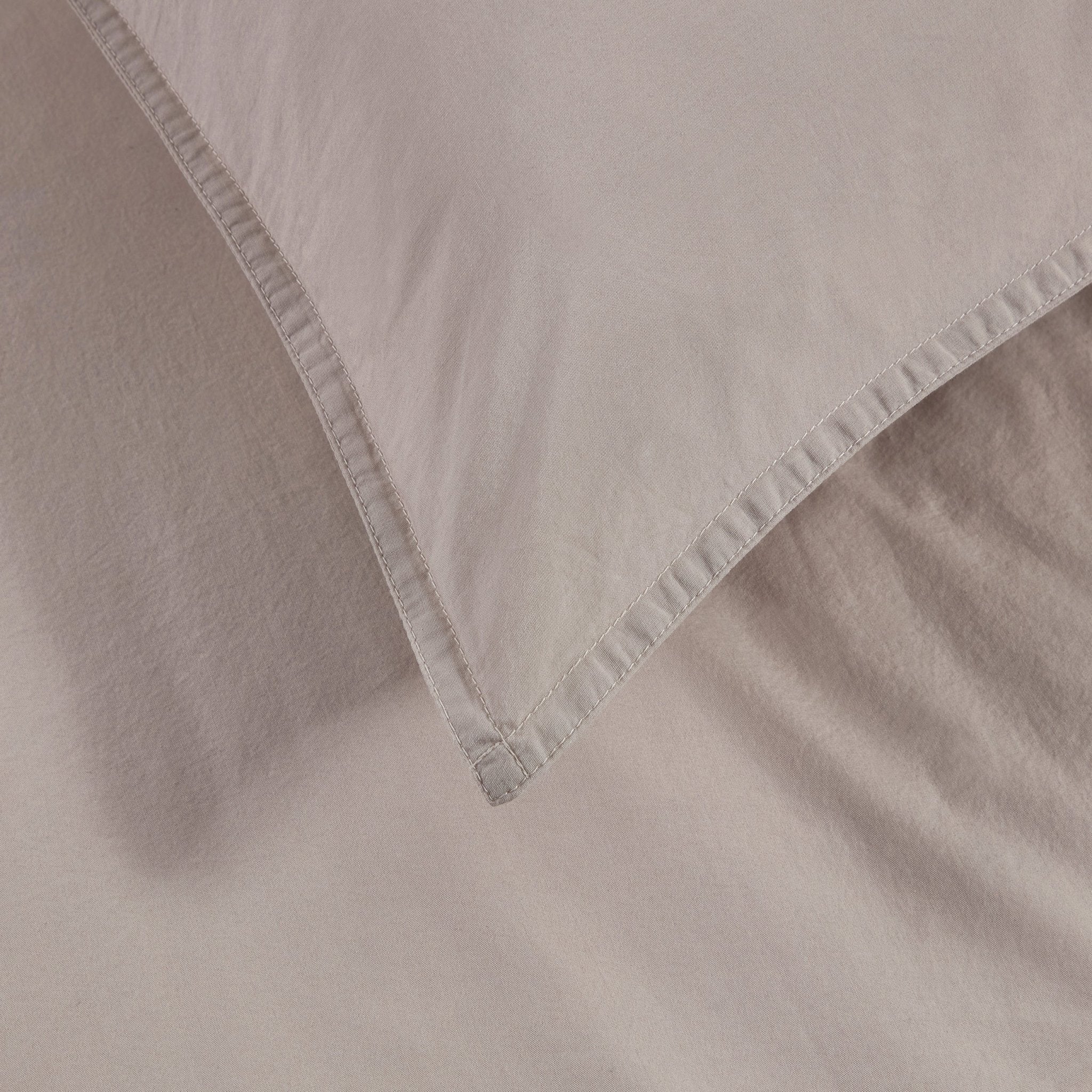 Dusklia - Washed Cotton 200 Thread Count Plain Dye Duvet Cover & Pillowcase Set - Natural