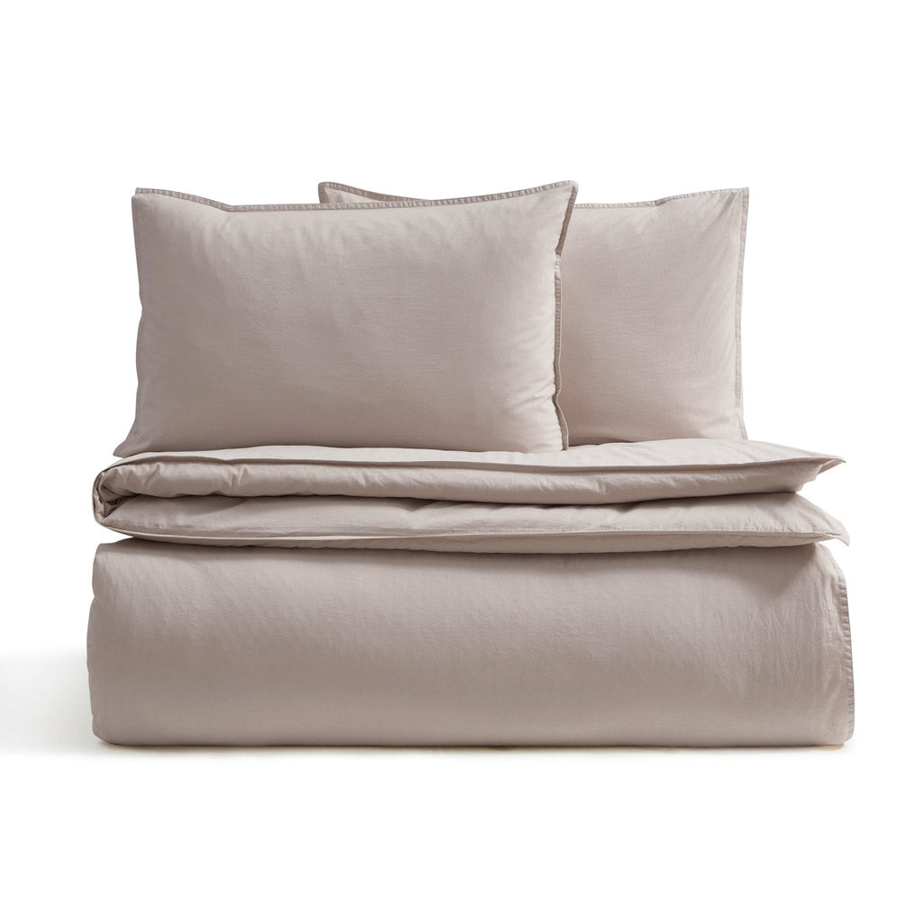 Dusklia - Washed Cotton 200 Thread Count Plain Dye Duvet Cover & Pillowcase Set - Natural